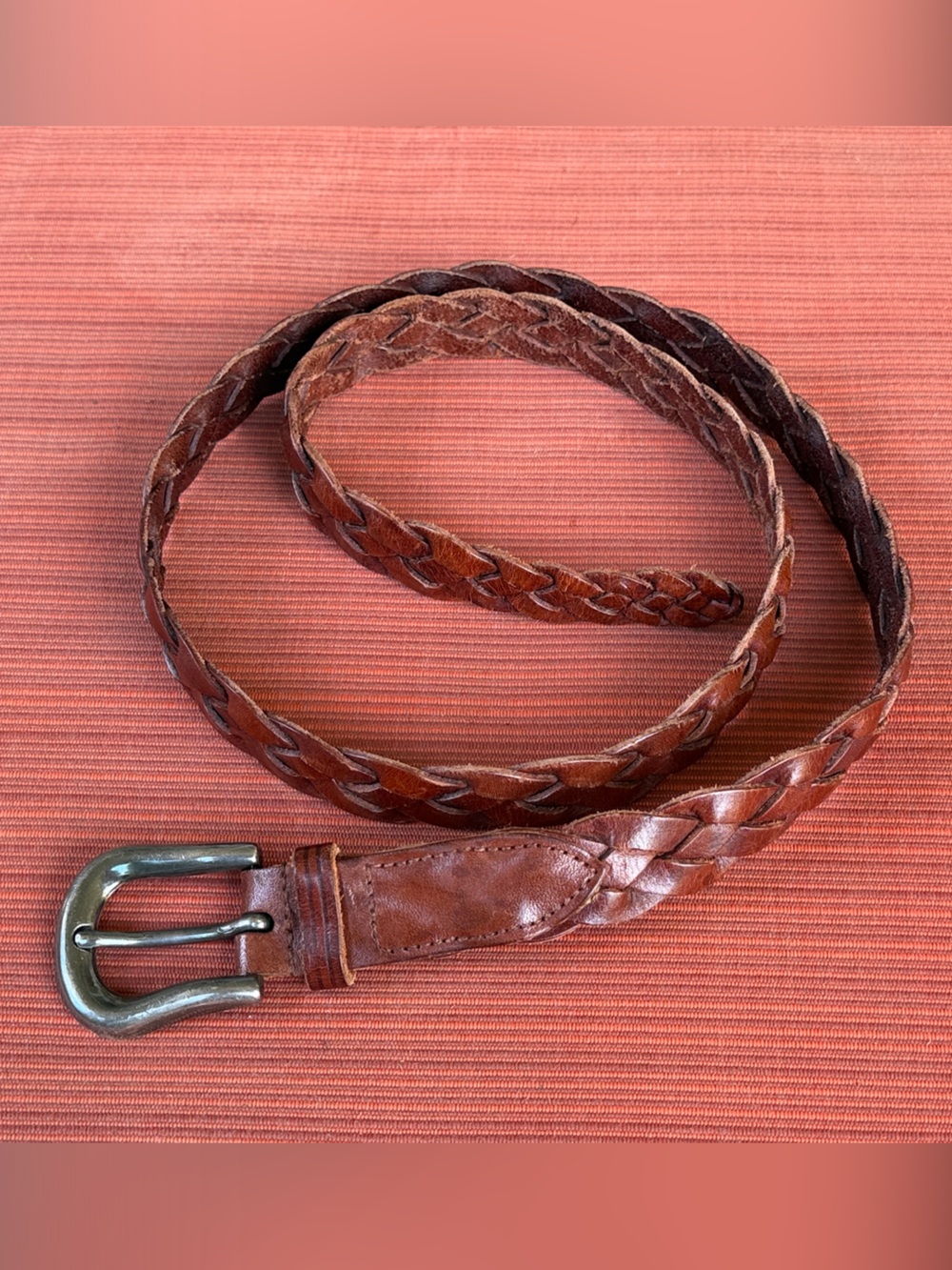 Women's Braided Leather Belt in Brown - Classic Casual Style